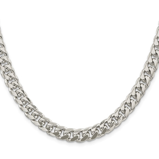 Sterling Silver 8.5mm Domed w/ Side D/C Curb ChainQRC240