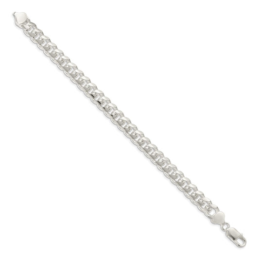 Sterling Silver 8.5mm Domed w/ Side D/C Curb Chain QRC240-8