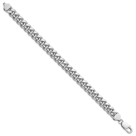 Sterling Silver Rhodium-plated 8.5mm Domed w/ Side D/C Curb Chain QRC240R-8