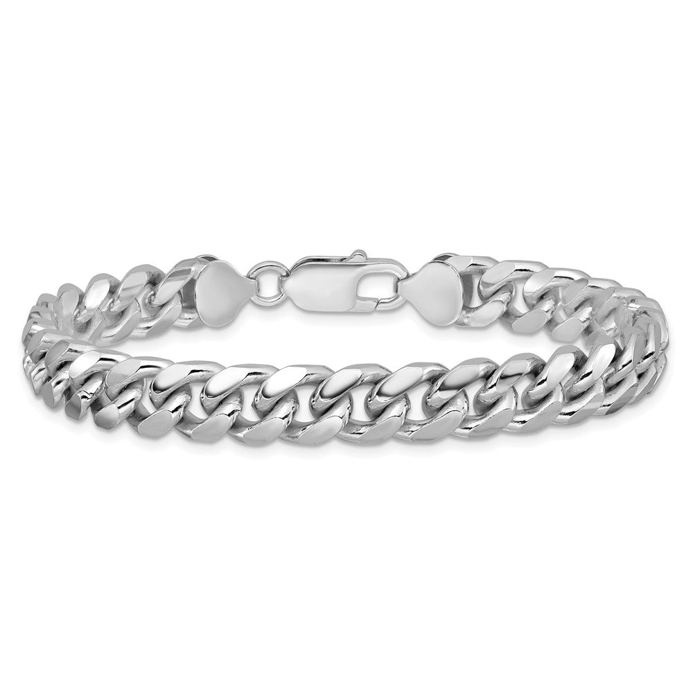 Sterling Silver Rhodium-plated 8.5mm Domed w/ Side D/C Curb Chain QRC240R-8