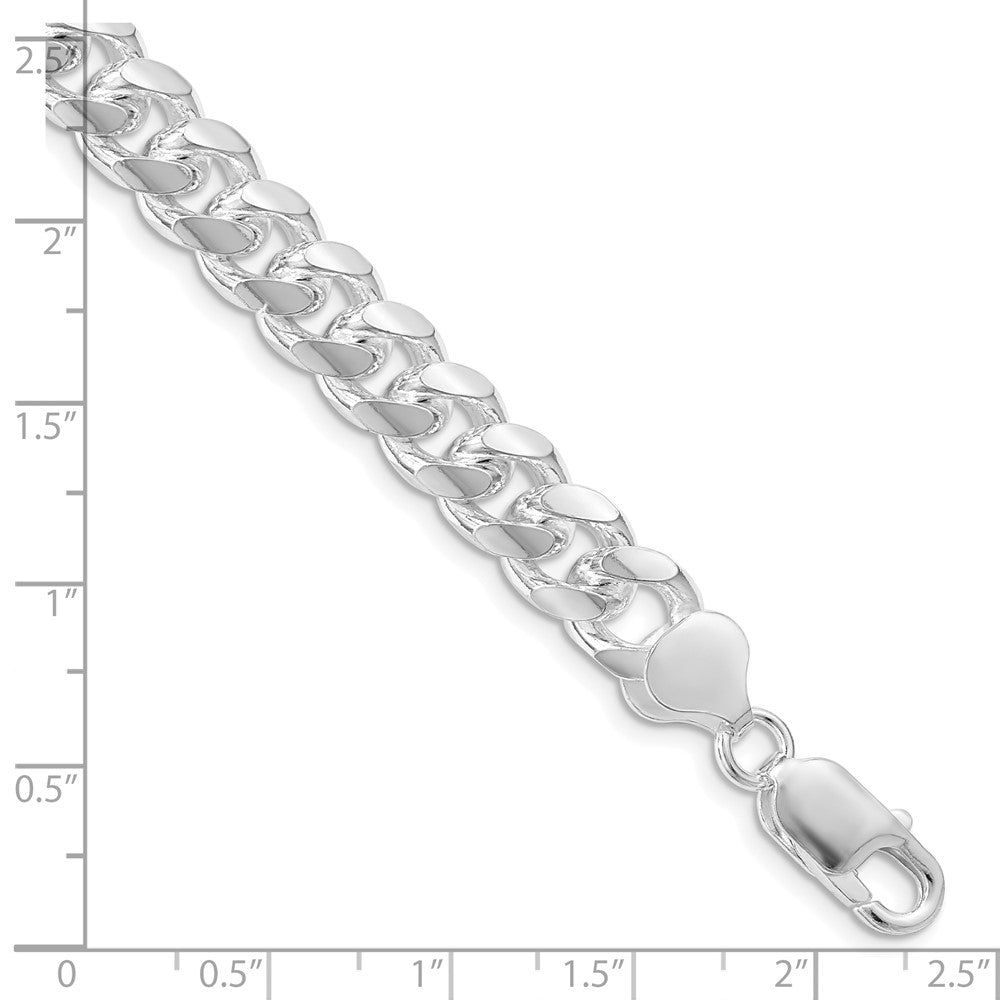 Sterling Silver Rhodium-plated 8.5mm Domed w/ Side D/C Curb Chain QRC240R-8