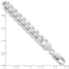Sterling Silver Rhodium-plated 8.5mm Domed w/ Side D/C Curb Chain QRC240R-8