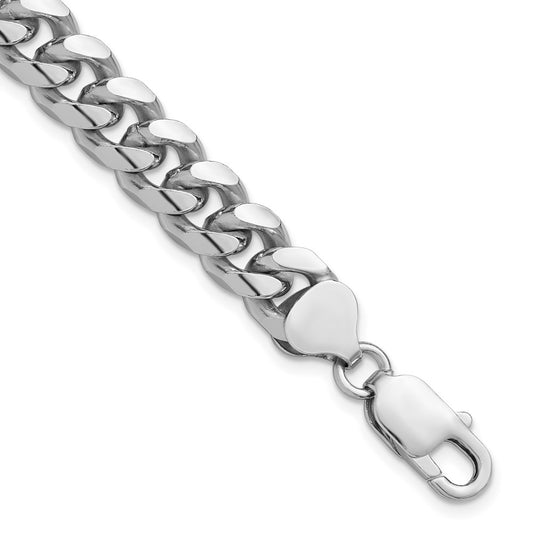 Sterling Silver Rhodium-plated 8.5mm Domed w/ Side D/C Curb Chain QRC240R-8