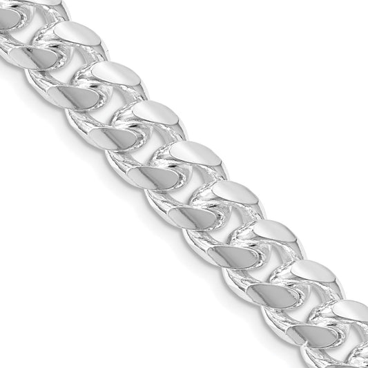 Sterling Silver Rhodium-plated 8.5mm Domed w/ Side D/C Curb ChainQRC240R
