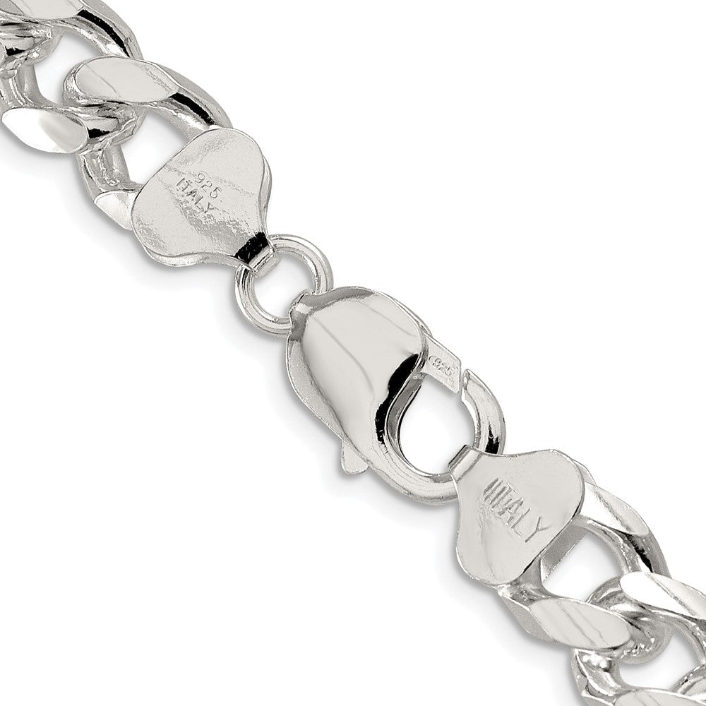 Sterling Silver Rhodium-plated 10.5mm Domed w/ Side D/C Curb ChainQRC300R