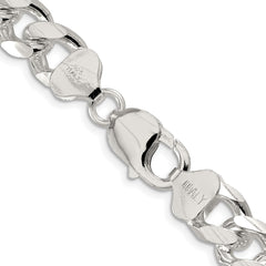 Sterling Silver Rhodium-plated 10.5mm Domed w/ Side D/C Curb ChainQRC300R