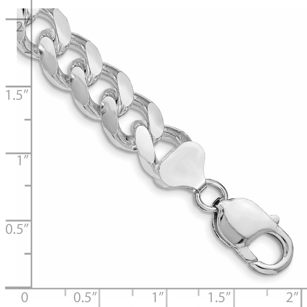 Sterling Silver Rhodium-plated 10.5mm Domed w/ Side D/C Curb Chain QRC300R-8