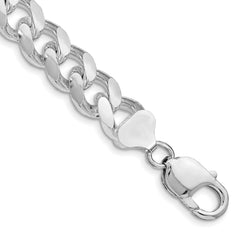 Sterling Silver Rhodium-plated 10.5mm Domed w/ Side D/C Curb Chain QRC300R-8