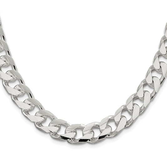 Sterling Silver Rhodium-plated 11mm Domed w/ Side D/C Curb ChainQRC350R