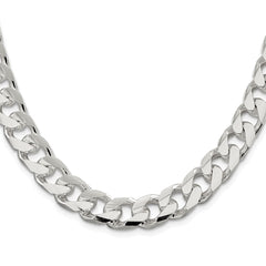 Sterling Silver Rhodium-plated 11mm Domed w/ Side D/C Curb ChainQRC350R