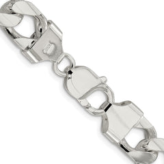 Sterling Silver Rhodium-plated 11mm Domed w/ Side D/C Curb ChainQRC350R