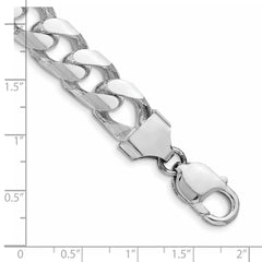 Sterling Silver Rhodium-plated 11mm Domed w/ Side D/C Curb Chain QRC350R-8
