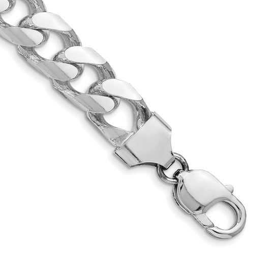 Sterling Silver Rhodium-plated 11mm Domed w/ Side D/C Curb Chain QRC350R-8