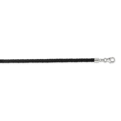 SS Reflections Black Leather Rh-plated 14in w/2in ext Choker/Wrap Bracelet QRS4049BLK-14