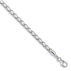 Sterling Silver Reflections White Leather Rhodium-plated 14 inch with a 2 inch extention Choker/Wrap Bracelet QRS4049WHT-14