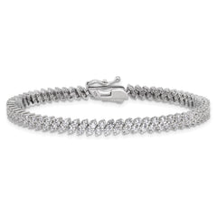 Sterling Shimmer Sterling Silver Rhodium-plated CZ 138 Stone 7 inch Bracelet QSH101-7