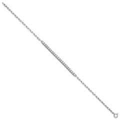 Sterling Shimmer Sterling Silver Rhodium-plated CZ 23 Stone 7 inch Paperclip Link Bracelet QSH102-7