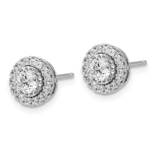 QSH106 Sterling Shimmer Sterling Silver Rhodium-plated CZ 34 Stone Round Post Earrings
