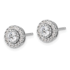 QSH106 Sterling Shimmer Sterling Silver Rhodium-plated CZ 34 Stone Round Post Earrings