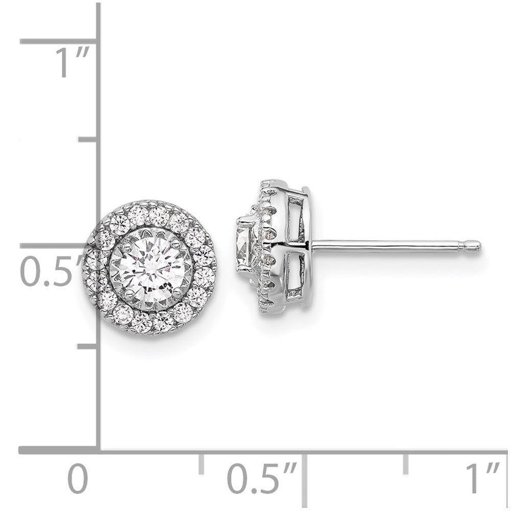 QSH106 Sterling Shimmer Sterling Silver Rhodium-plated CZ 34 Stone Round Post Earrings