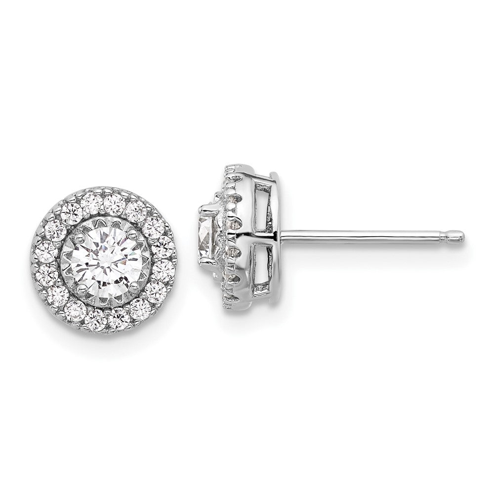 QSH106 Sterling Shimmer Sterling Silver Rhodium-plated CZ 34 Stone Round Post Earrings