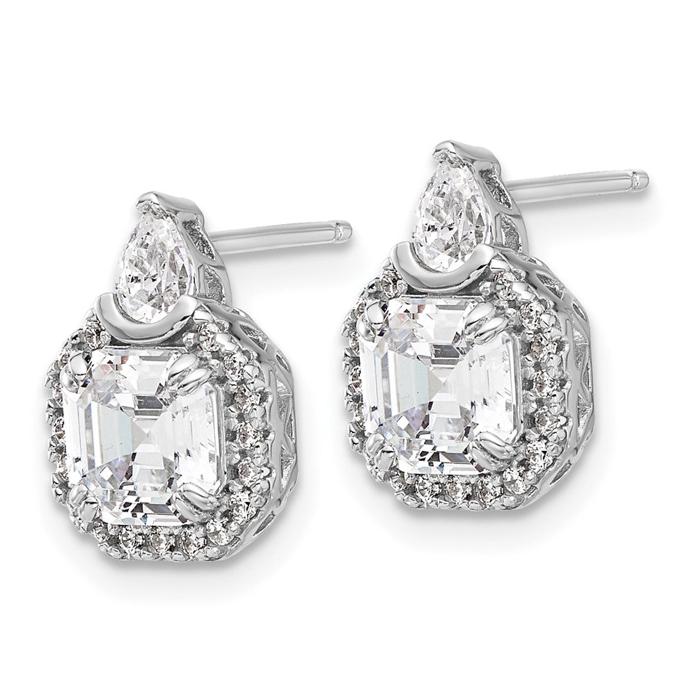 QSH107 Sterling Shimmer Sterling Silver Rhodium-plated CZ 38 Stone Teardrop Post Earrings