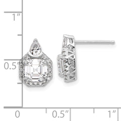 QSH107 Sterling Shimmer Sterling Silver Rhodium-plated CZ 38 Stone Teardrop Post Earrings