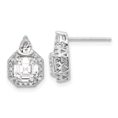 QSH107 Sterling Shimmer Sterling Silver Rhodium-plated CZ 38 Stone Teardrop Post Earrings