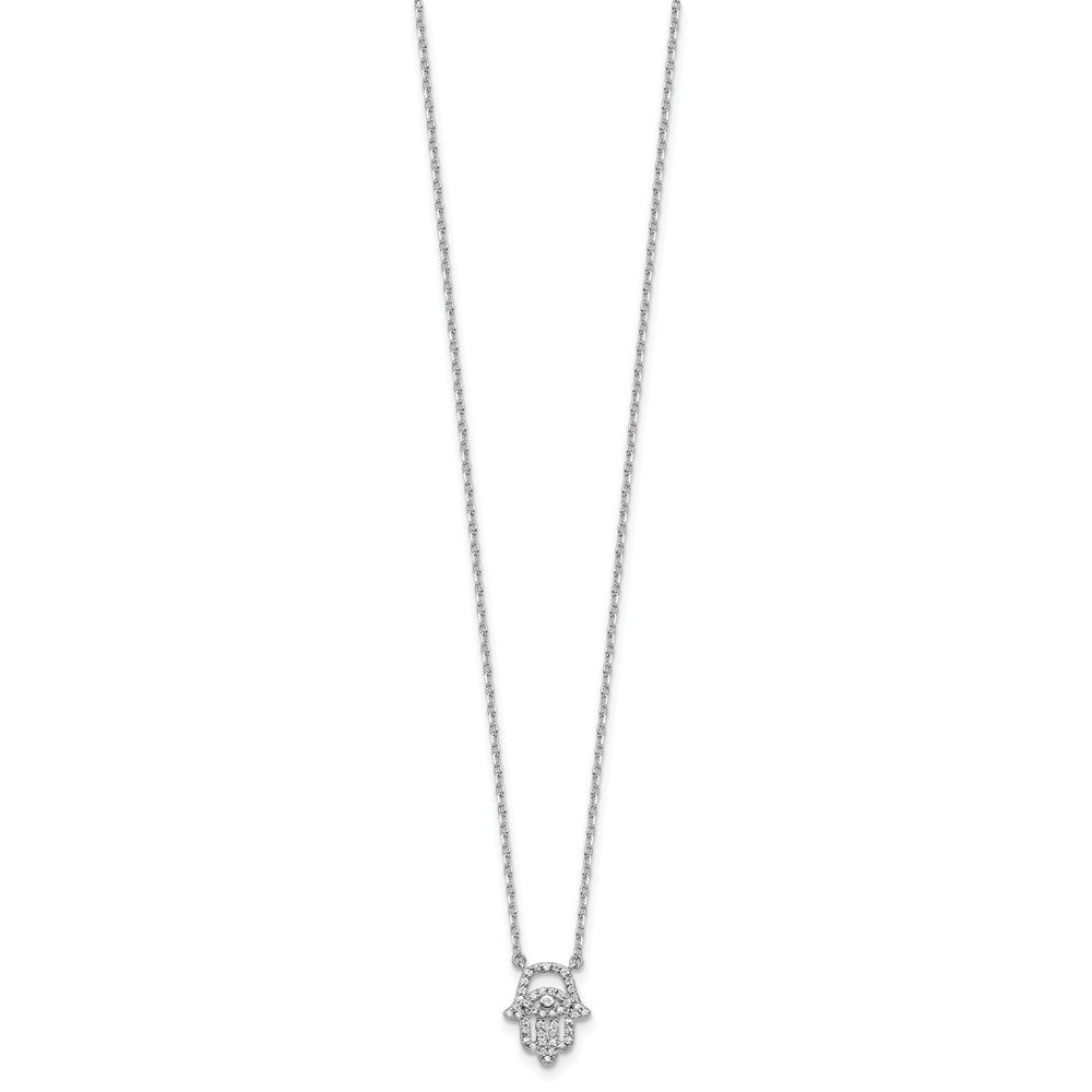 Sterling Shimmer Sterling Silver Rhodium-plated CZ 45 Stone 16 inch with 2 inch extender Chamseh Necklace QSH114-16