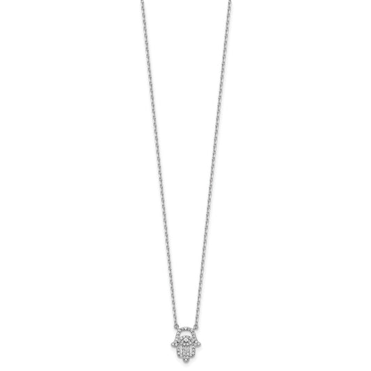 Sterling Shimmer Sterling Silver Rhodium-plated CZ 45 Stone 16 inch with 2 inch extender Chamseh Necklace QSH114-16