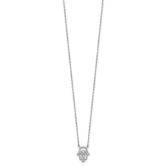 Sterling Shimmer Sterling Silver Rhodium-plated CZ 45 Stone 16 inch with 2 inch extender Chamseh Necklace QSH114-16