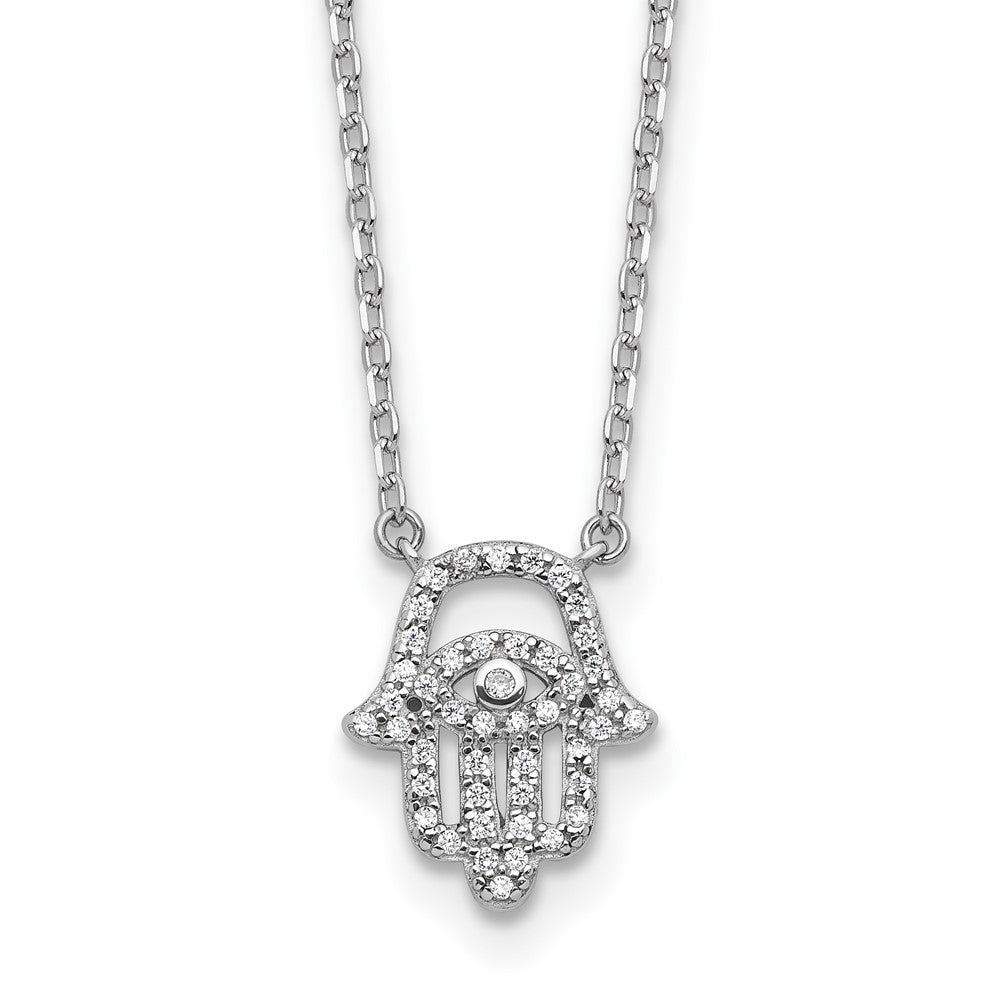 Sterling Shimmer Sterling Silver Rhodium-plated CZ 45 Stone 16 inch with 2 inch extender Chamseh Necklace QSH114-16