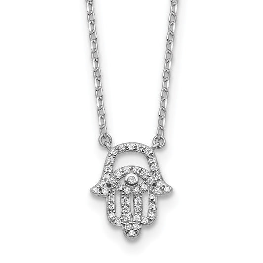 Sterling Shimmer Sterling Silver Rhodium-plated CZ 45 Stone 16 inch with 2 inch extender Chamseh Necklace QSH114-16