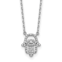 Sterling Shimmer Sterling Silver Rhodium-plated CZ 45 Stone 16 inch with 2 inch extender Chamseh Necklace QSH114-16