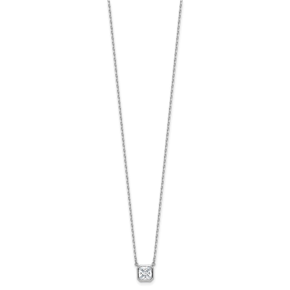 Sterling Shimmer Sterling Silver Rhodium-plated CZ 19 Stone 16 inch with 2 inch extender Square Necklace QSH115-16