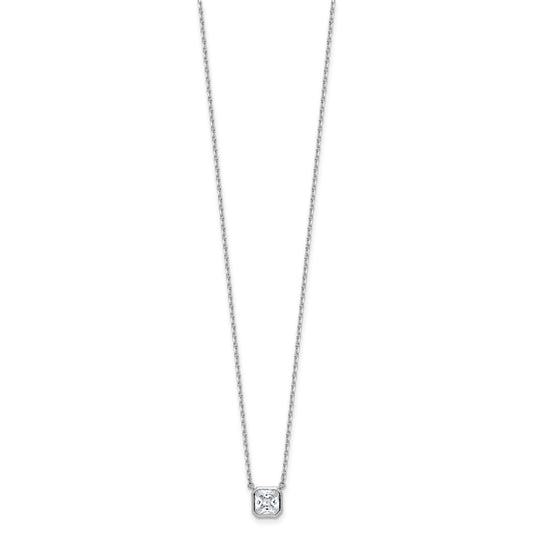 Sterling Shimmer Sterling Silver Rhodium-plated CZ 19 Stone 16 inch with 2 inch extender Square Necklace QSH115-16