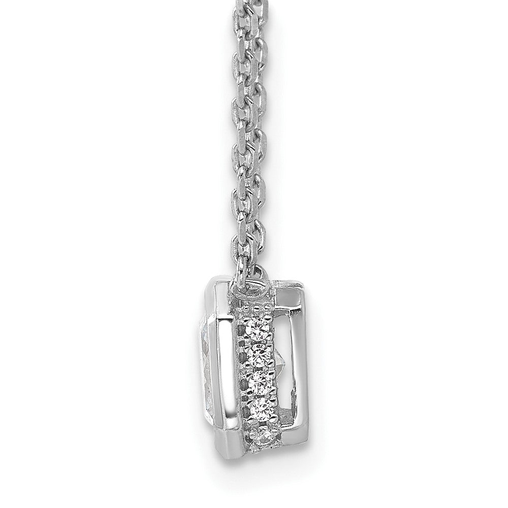 Sterling Shimmer Sterling Silver Rhodium-plated CZ 19 Stone 16 inch with 2 inch extender Square Necklace QSH115-16