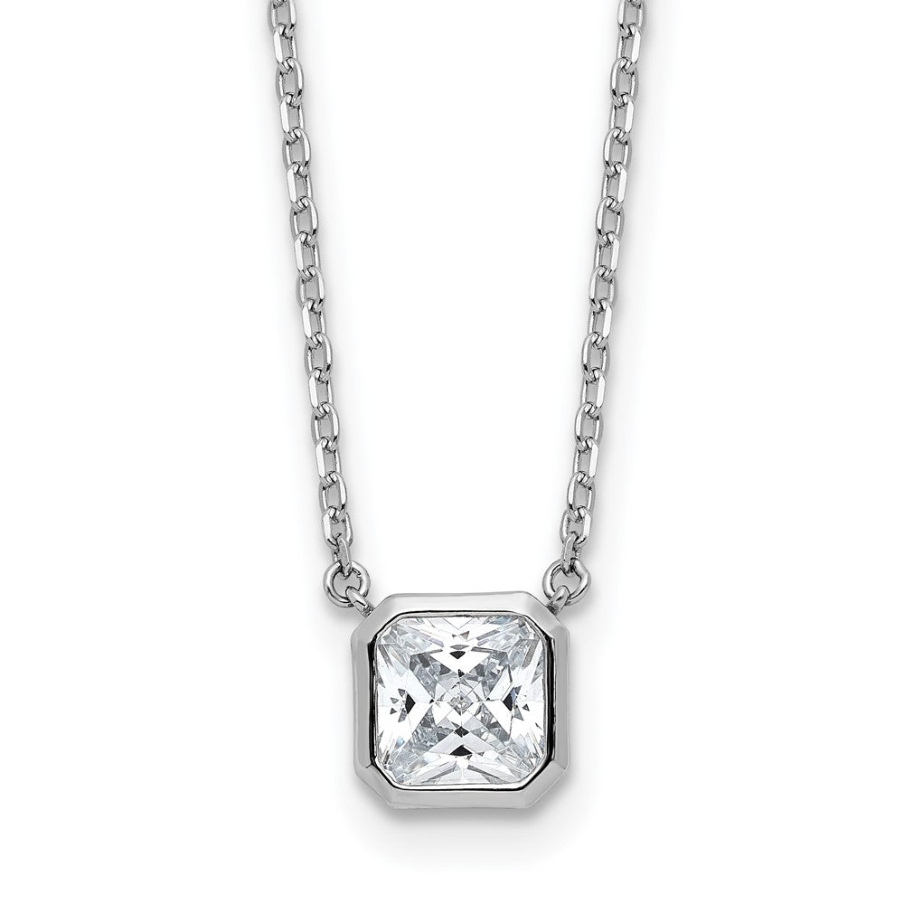 Sterling Shimmer Sterling Silver Rhodium-plated CZ 19 Stone 16 inch with 2 inch extender Square Necklace QSH115-16