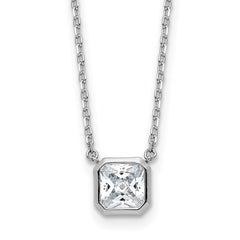 Sterling Shimmer Sterling Silver Rhodium-plated CZ 19 Stone 16 inch with 2 inch extender Square Necklace QSH115-16