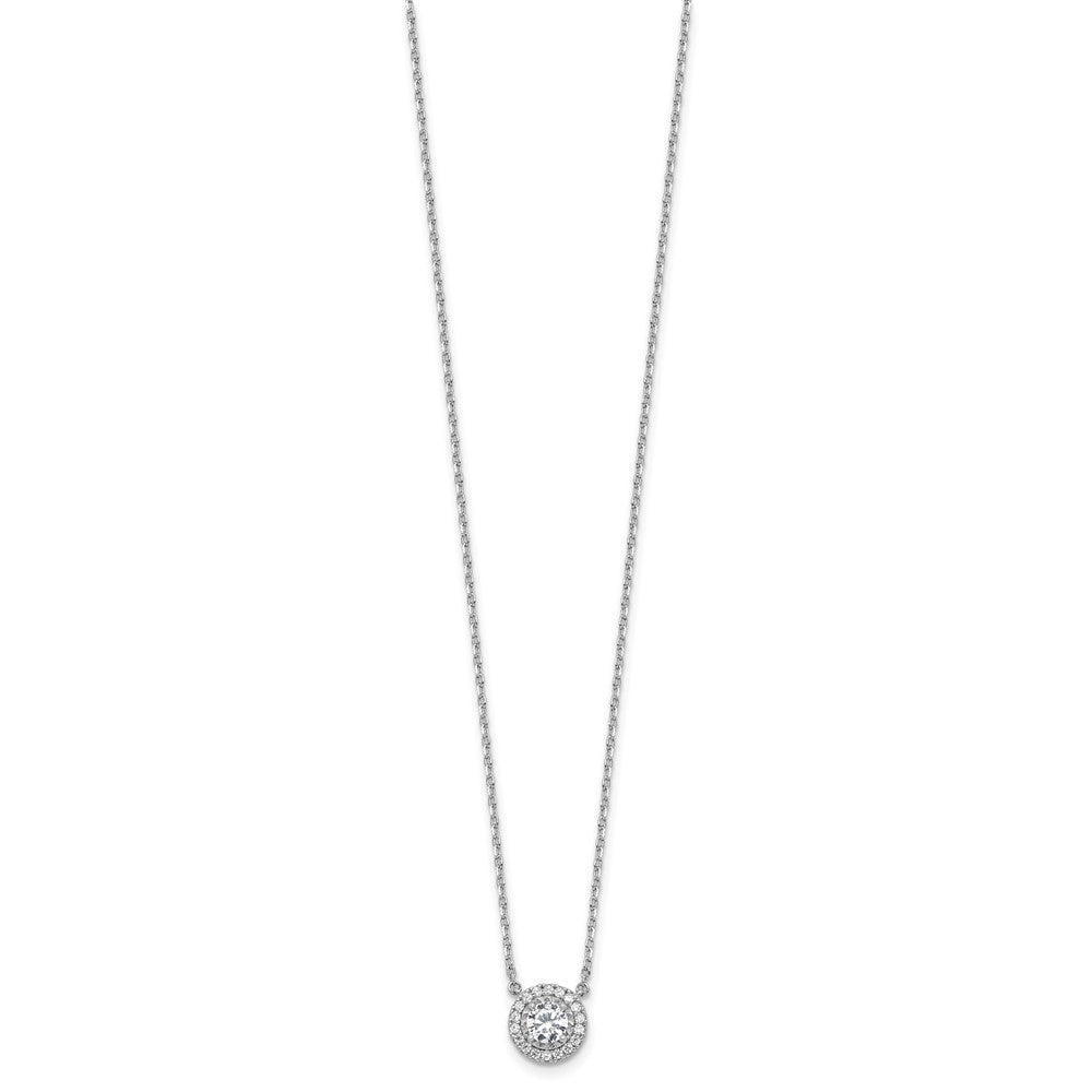 Sterling Shimmer Sterling Silver Rhodium-plated CZ 19 Stone 16 inch with 2 inch extender Round Necklace QSH116-16