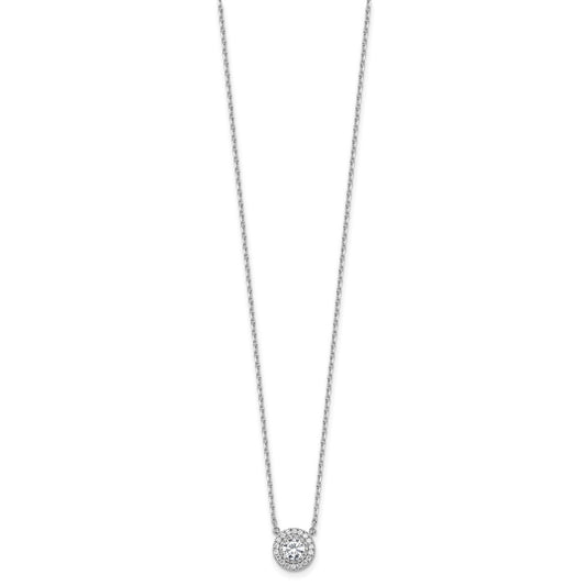 Sterling Shimmer Sterling Silver Rhodium-plated CZ 19 Stone 16 inch with 2 inch extender Round Necklace QSH116-16