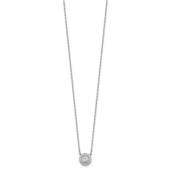 Sterling Shimmer Sterling Silver Rhodium-plated CZ 19 Stone 16 inch with 2 inch extender Round Necklace QSH116-16