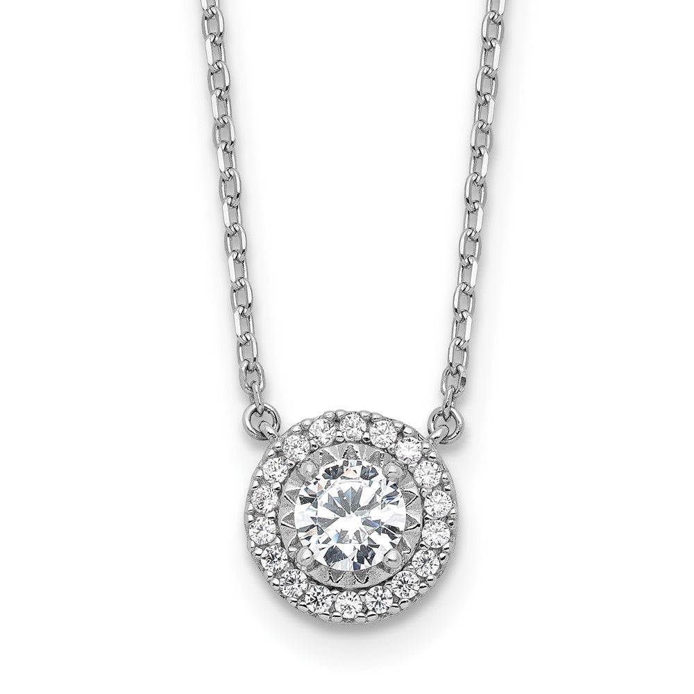 Sterling Shimmer Sterling Silver Rhodium-plated CZ 19 Stone 16 inch with 2 inch extender Round Necklace QSH116-16
