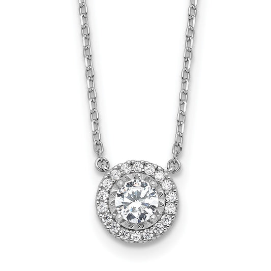 Sterling Shimmer Sterling Silver Rhodium-plated CZ 19 Stone 16 inch with 2 inch extender Round Necklace QSH116-16