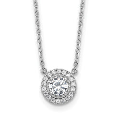 Sterling Shimmer Sterling Silver Rhodium-plated CZ 19 Stone 16 inch with 2 inch extender Round Necklace QSH116-16
