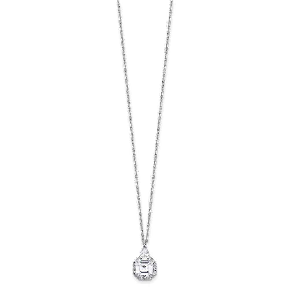 Sterling Shimmer Sterling Silver Rhodium-plated CZ 25 Stone 16 inch with 2 inch extender Teardrop Necklace QSH117-16