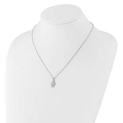 Sterling Shimmer Sterling Silver Rhodium-plated CZ 28 Stone 16 inch with 2 inch extension Chamseh/Hamsa Necklace QSH118-16