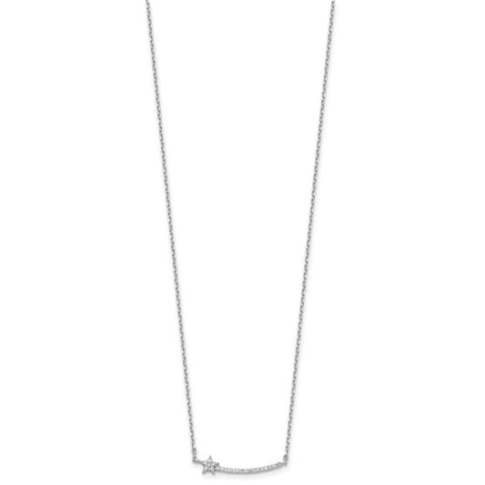 Sterling Shimmer Sterling Silver Rhodium-plated CZ 22 Stone 16 inch with 2 inch extension Star Necklace QSH119-16