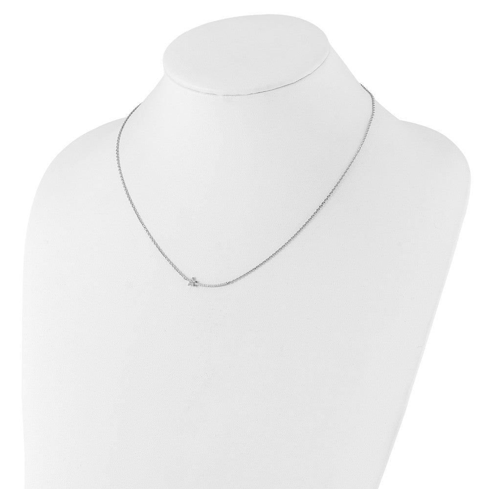 Sterling Shimmer Sterling Silver Rhodium-plated CZ 22 Stone 16 inch with 2 inch extension Star Necklace QSH119-16