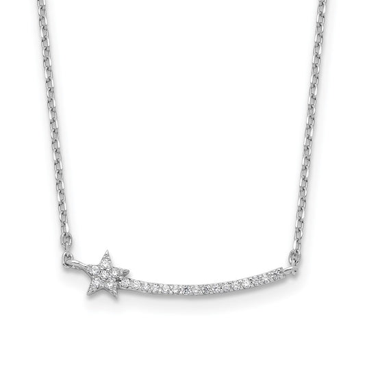 Sterling Shimmer Sterling Silver Rhodium-plated CZ 22 Stone 16 inch with 2 inch extension Star Necklace QSH119-16